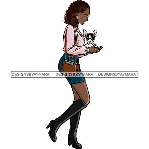 Beautiful Woman Dod Breed Chihuahua Pet Animal Best Friend Mascot Goddess SVG Cutting Files