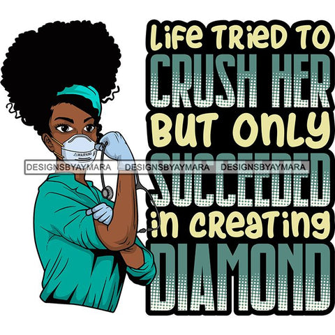 Afro Lola Nurse Doctor Save Life Hero Quotes Wearing Mask Protection Flexing Strong Medical Occupation SVG Cutting Files