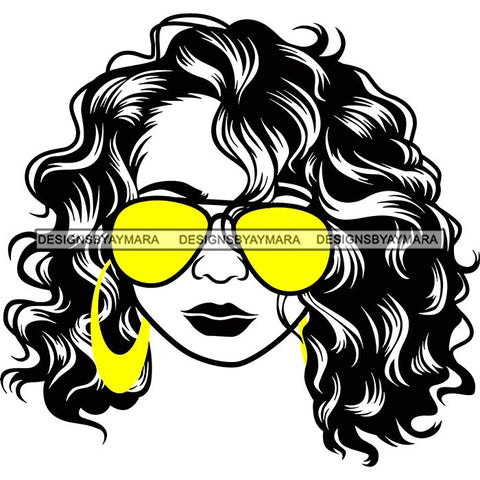 Afro Lola Boss Lady Dope Diva Glamour Wearing Glasses Accesories .SVG Cut Files