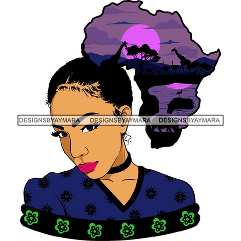 African American Woman Goddess Safari Savanna Africa Continent SVG Files For Cutting and More!
