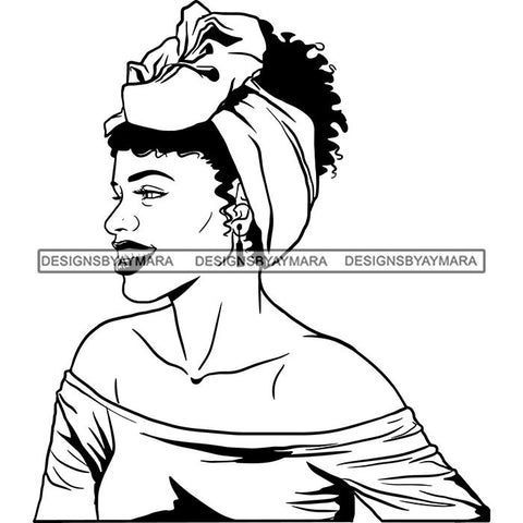 Beautiful Woman Turban Head Wrap Hairstyle SVG Files For Cutting and More!