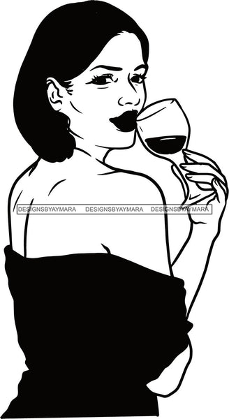 Woman Drinking Wine Relax Chilling Free Stress Feeling Fine Like a Red Wine Alcohol Drinker SVG Cutting Files For Silhouette Cricut and More!