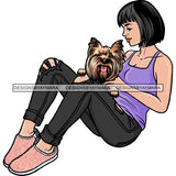 Beautiful Woman Dod Breed Yorkie Pet Animal Best Friend Mascot Goddess SVG Cutting Files