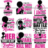 Bundle 9 Strong Afro Woman SVG Cancer Survivor Cutting Files For Silhouette Cricut and More