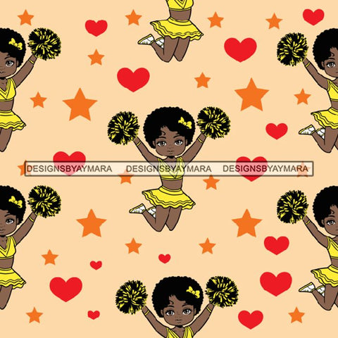 Seamless Pattern Cheerleader Girl Abstract Decorative Background Vector Designs SVG Files For Cutting and More!