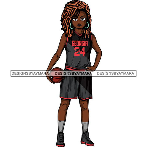 Afro Lola Basketball Player Sport Woman SVG Clipart Vector Cutting Cut Files