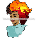 Safari Goddess Africa Continent African American Woman Savanna Animals Hair SVG Cutting Files.