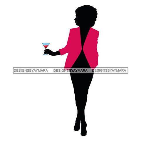 Afro Woman Drinking Wine Feeling Fine Relax SVG Cutting Files For Silhouette Cricut and More!