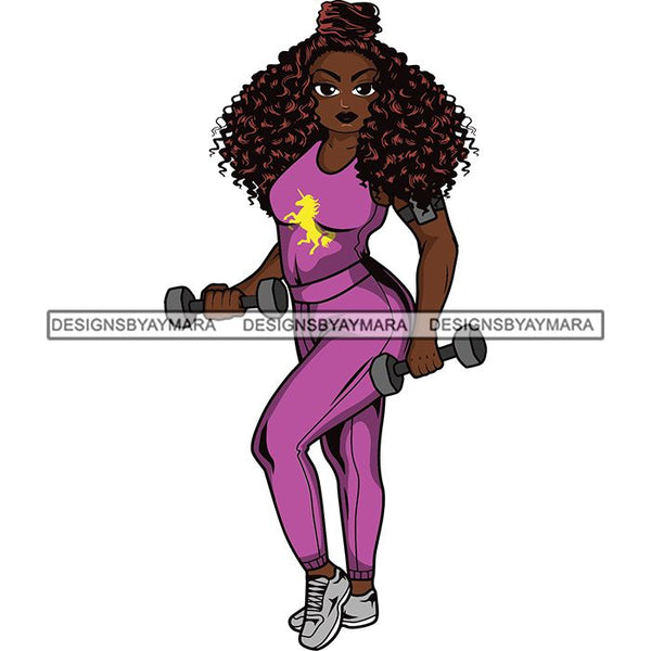 Lola Afro Beautiful Black Proud Woman Working Out .SVG Cutting Files For Silhouette and Cricut and More!