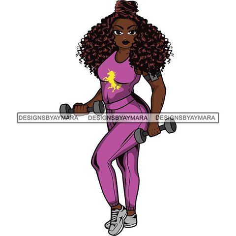 Lola Afro Beautiful Black Proud Woman Working Out .SVG Cutting Files For Silhouette and Cricut and More!