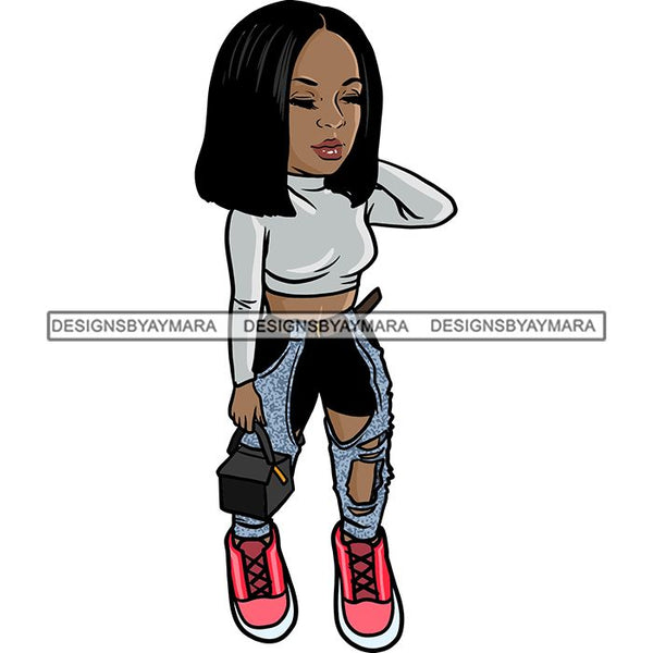 Fashion Woman Model Posing Summer Outfit Vogue Goddess Glamour Trendy Clothing Vector SVG Cutting Files