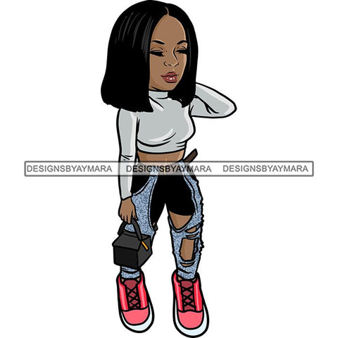 Fashion Woman Model Posing Summer Outfit Vogue Goddess Glamour Trendy Clothing Vector SVG Cutting Files