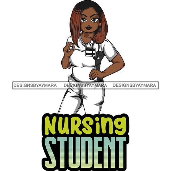 Afro Lola Nurse Medical Occupation SVG Cutting Files For Cricut Silhouette and More