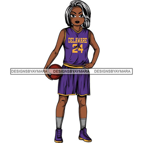 Afro Lola Basketball Player Sport Woman SVG Clipart Vector Cutting Cut Files