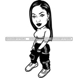 Fashion Woman Model Posing Summer Outfit Vogue Goddess Glamour Trendy Clothing Vector SVG Cutting Files