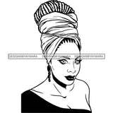 Beautiful Woman Turban Head Wrap Hairstyle SVG Files For Cutting and More!