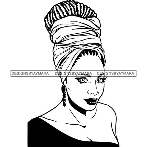 Beautiful Woman Turban Head Wrap Hairstyle SVG Files For Cutting and More!