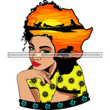 Safari Goddess Africa Continent African American Woman Savanna Animals Hair SVG Cutting Files.
