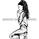 Afro Lola Woman Praying God Lord Knee Prayers Pray Believe Church .SVG PNG JPG Clipart Vector Cutting Files
