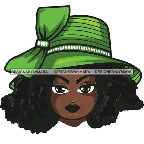 Afro Lola Wearing Hat Church Lady .SVG Clipart Vector Cutting Files