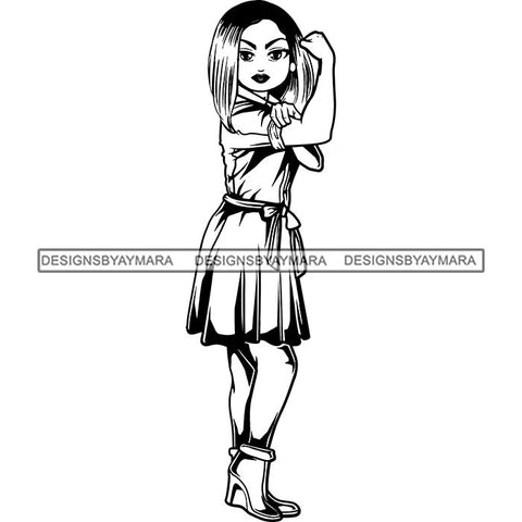 Afro Strong Lola Flexing We Can Do It Woman Power .SVG Cutting Files For Silhouette Cricut and More!