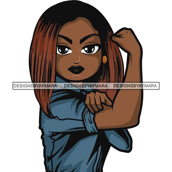 Afro Strong Lola Flexing We Can Do It Woman Power .SVG Cutting Files For Silhouette Cricut and More!