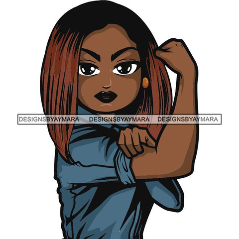 Afro Strong Lola Flexing We Can Do It Woman Power .SVG Cutting Files For Silhouette Cricut and More!