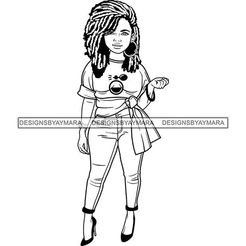 Afro Lola Boss Confident Classy Woman Black and White Designs SVG Cutting Files For Silhouette Cricut and More