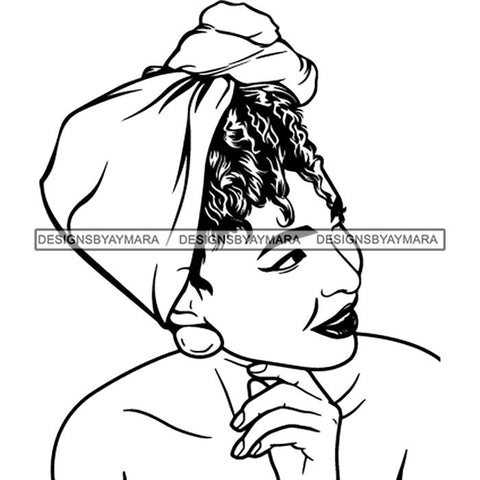 Afro Lady Black Goddess Melanin Turban Head-wrap Dark Latina Morena SVG Files For Cutting and More!