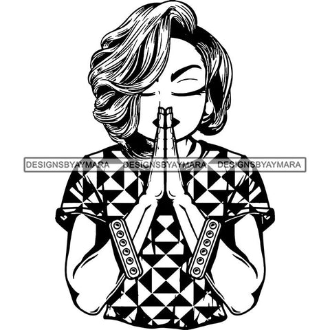 Afro Lola Praying God Lord Prayers In God We Trust .SVG Clipart Cutting Files For Silhouette and Cricut and More!