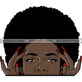 Afro Woman Peeking Peek-a-Boo I see You Melanin Pretty Half Face PNG File For Print Not For Cutting