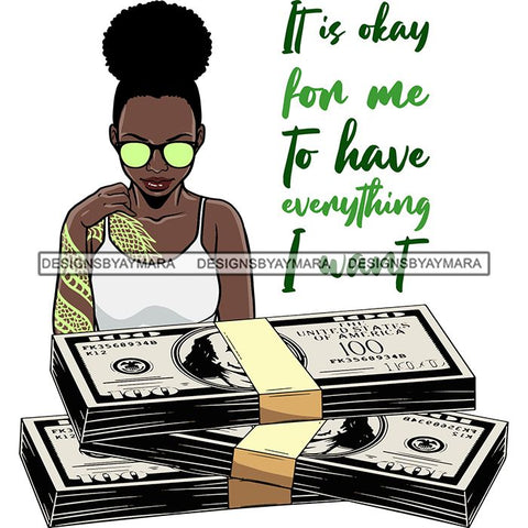 Afro Badass Goddess Hustle Woman Money Maker .SVG Cutting Files For Silhouette and Cricut and More!