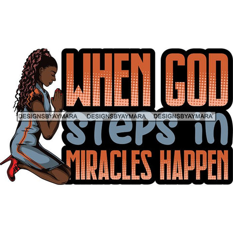 Afro Lola Kneeling Praying God Lord Faith Quotes .SVG Vector Clipart Cutting Files For Silhouette Cricut and More!