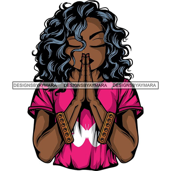Afro Lola Praying God Lord Prayers In God We Trust .SVG Clipart Cutting Files For Silhouette and Cricut and More!