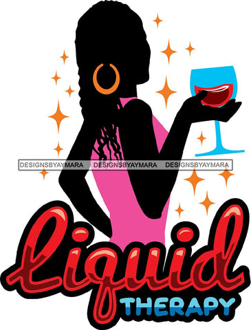 Afro Woman Drinking Wine Feeling Fine Relax SVG Cutting Files For Silhouette Cricut and More!