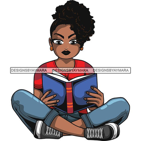 Afro Lola Reading Education Smart Woman .SVG Cutting Files For Silhouette Cricut and More!