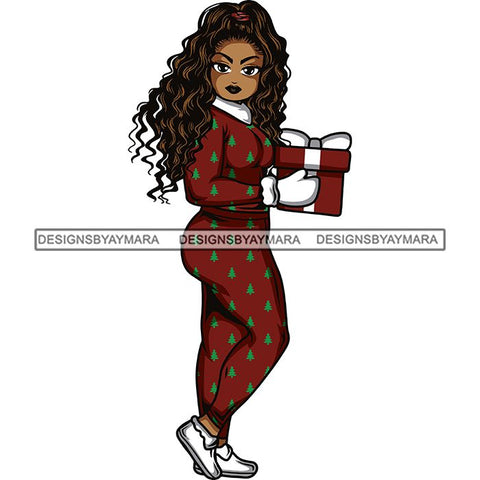 Afro Lola Christmas Winter Pajamas Gift .SVG Cutting Files For Silhouette and Cricut and More!