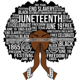 Juneteenth Afro Woman Praying June 19 Quotes Emancipation Freedom Holiday SVG Vector Cut Files