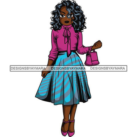 Afro Lola Classy Fashion Girl Fashionable Woman .SVG Clipart Cutting Files For Silhouette and Cricut and More!