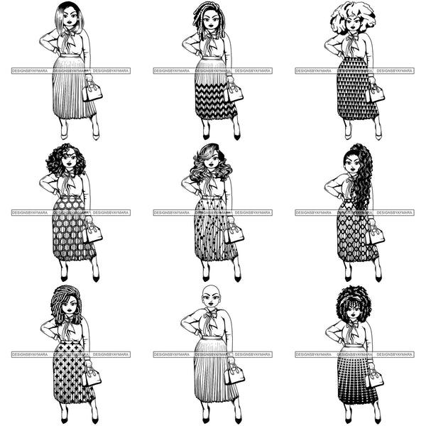 Bundle 9 Afro Classy Lola Elegance Glamour Church Lady .SVG Clipart Vector Cutting Files For Circuit Silhouette Cricut and More!