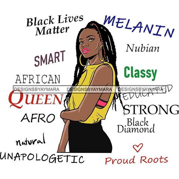 Afro Powerful Woman Life Quotes Unapologetic Strong Independent Educated Smart Queen SVG Cutting Files