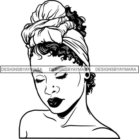 Afro Woman SVG Turban Head Wrap Cutting Files For Silhouette Cricut and More