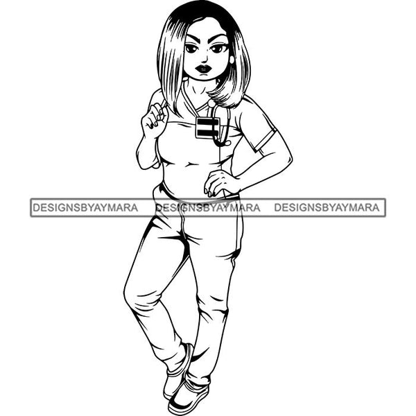 Afro Lola Nurse Medical Occupation SVG Cutting Files For Cricut Silhouette and More