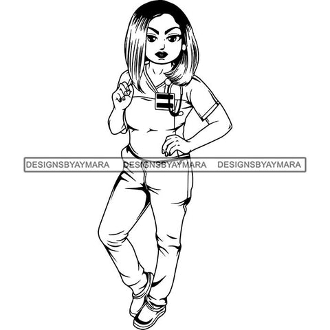 Afro Lola Nurse Medical Occupation SVG Cutting Files For Cricut Silhouette and More