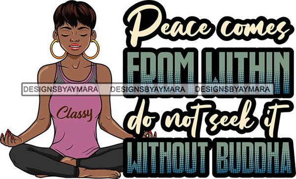 Afro Lola Doing Yoga Inhale Exhale Meditating Relax Meditate .SVG Cutting Files For Silhouette Cricut and More!