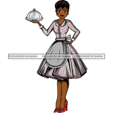 Afro Chef Lola Cooker Cooking Culinary Profession .SVG Clipart Vector Cutting Files For Circuit Silhouette Cricut and More!