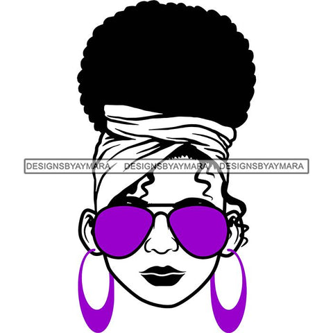 Afro Lola Boss Lady Dope Diva Glamour Wearing Glasses Accesories .SVG Cut Files