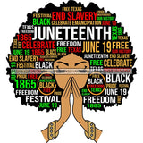 Juneteenth Afro Woman Praying June 19 Quotes Emancipation Freedom Holiday SVG Vector Cut Files