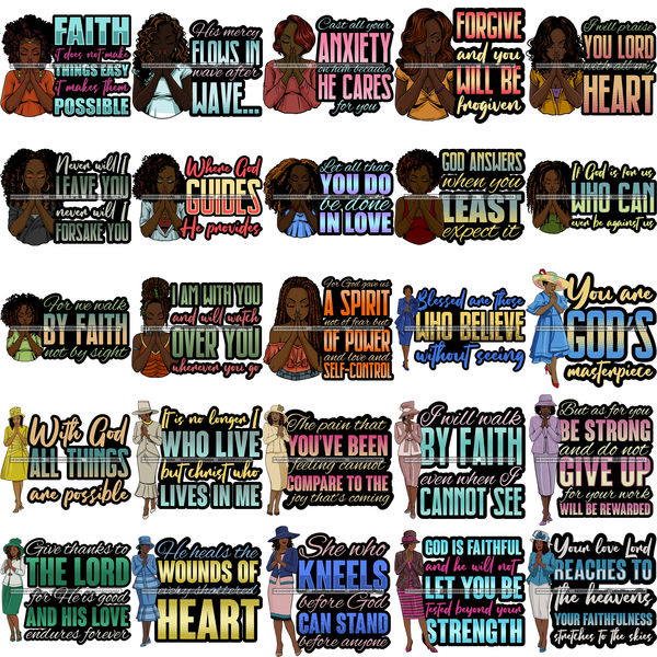 Mega Bundle 150 Christian Designs God Lord Quotes Bible Verse Holly Worship Positive Quotes Designs For Sublimation Cutting Files SVG Layered Designs PNG JPG Cricut Silhouette