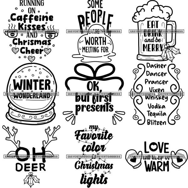 CHRISTMAS MEGA BUNDLE 54 Designs Christmas svg Winter svg Holidays svg Cut Files Cricut Silhouette
